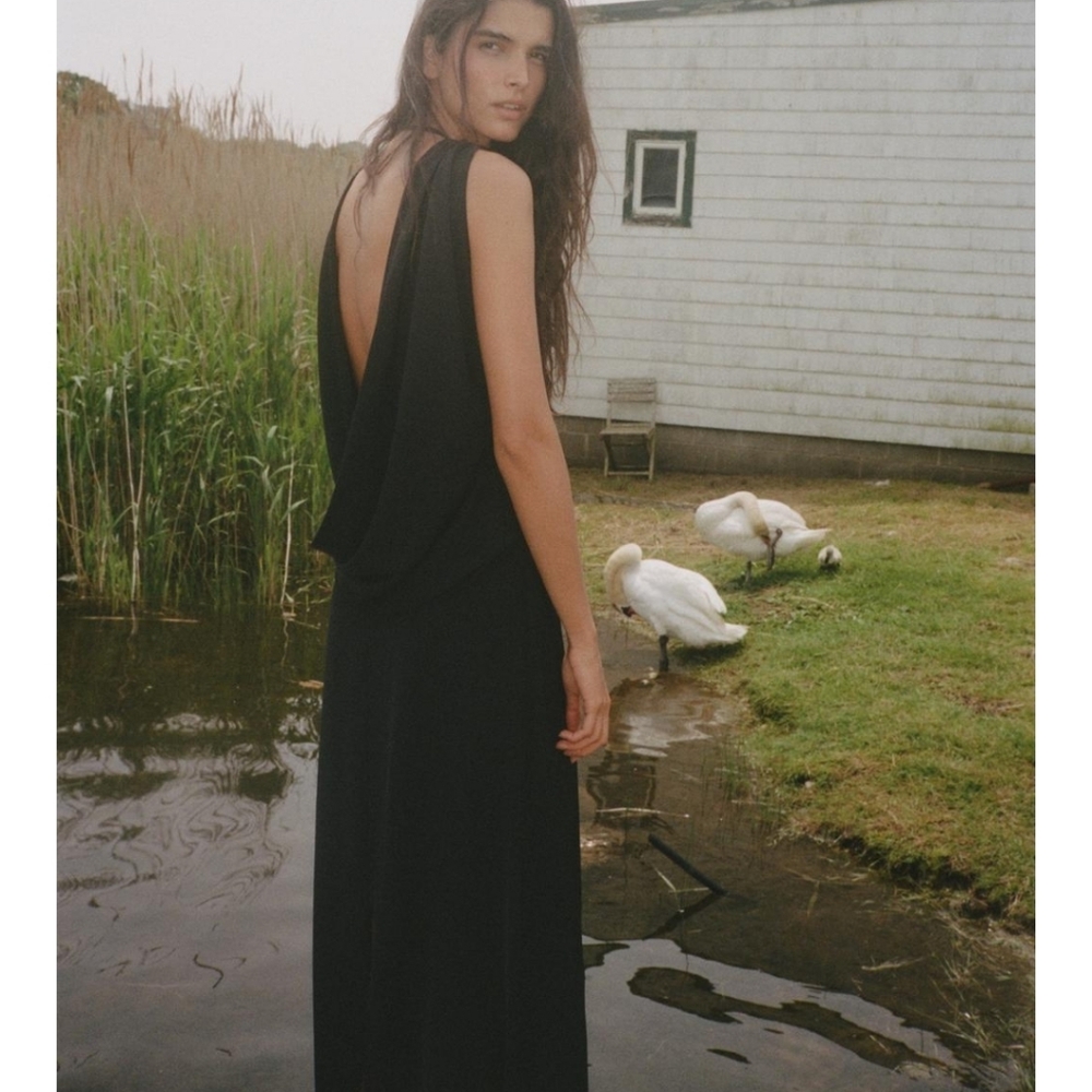 ZARA OPEN BACK MAXI DRESS BLACK SIZE XS - Picture 4 of 7
